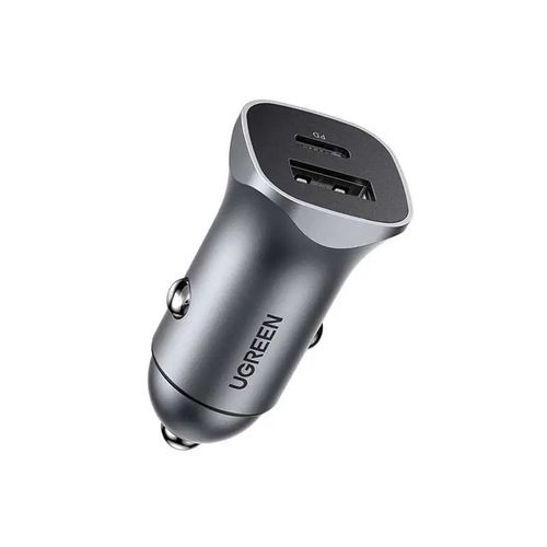 Auto punjač UGREEN, 30W, USB-C PD+USB-A, sivi slika 1