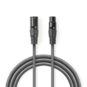 Kabel NEDIS, XLR (M) na XLR (Ž), sivi, 10m