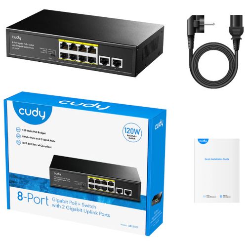 Cudy GS1010PS2 8-Port Gigabit PoE+ Switch with 2 Gigabit Uplink ports and 2 Gigabit SFP slot 120W slika 8