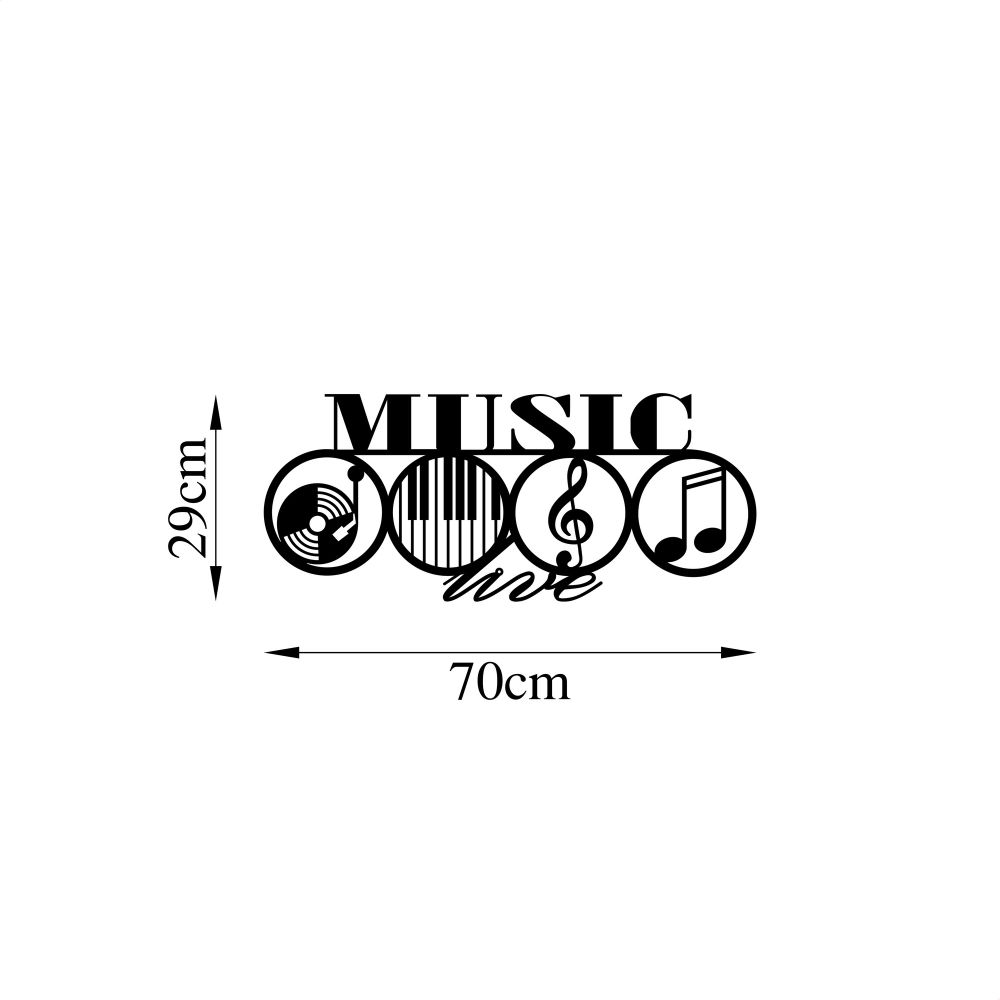 Dekorativni Metalni Zidni Ukras 'Music - 467' u Crnoj Boji slika 5