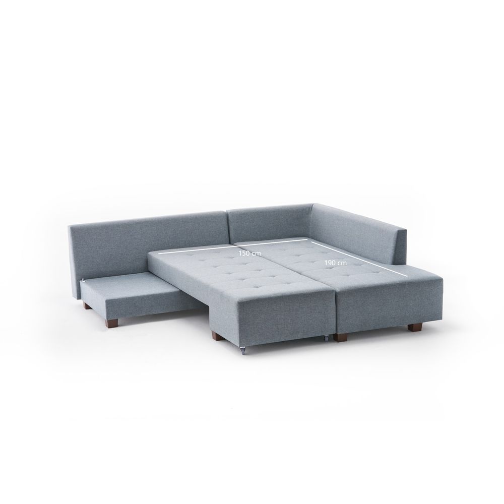 Ugaona Sofa na Razvlačenje Manama - Desni Kut, Svijetloplava slika 7