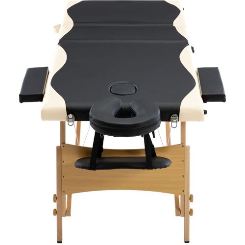 Sklopivi masažni stol s 3 zone drveni crno-bež slika 34