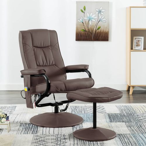 Masažna fotelja s osloncem za noge od umjetne kože smeđa slika 44