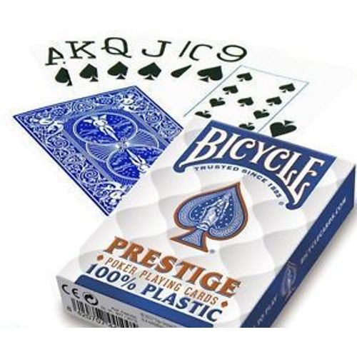 Bicycle karte za poker “PRESTIGE” 100% plastika jumbo index, plave slika 1