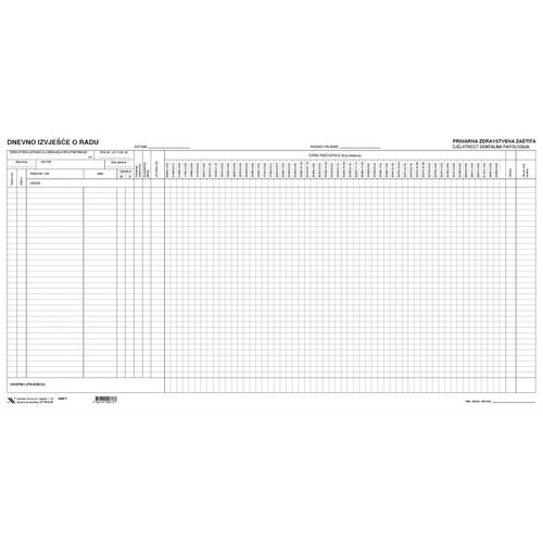 III-8-29 DNEVNO IZVJEŠĆE O RADU ZA PRIMARNU ZDRAVSTVENU ZAŠTITU; Blok 60 listova, 57 x 29,7 cm slika 1