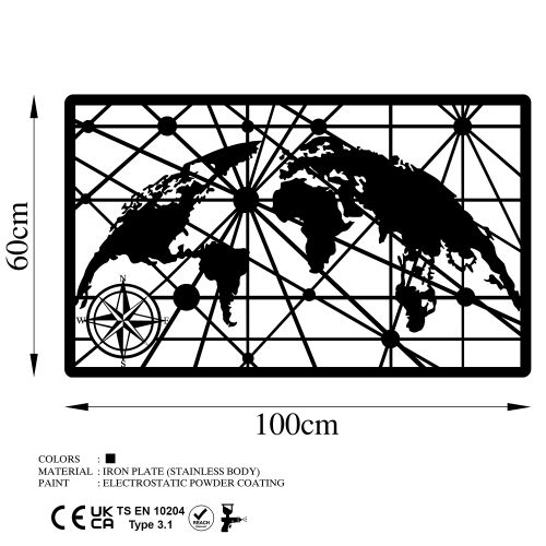 Wallity Metalna zidna dekoracija, World Map 8-L slika 6