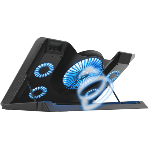 Trust Quno Cooling Stand LED GXT 1125 Laptop cooling stand sa 5 ventilatora + stalak za telefon slika 1