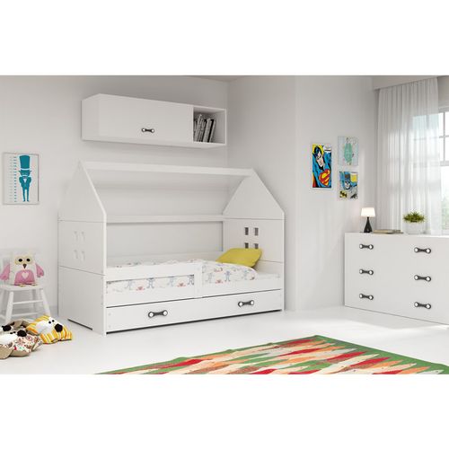 BMS Drveni dječji krevet s klasičnom ladicom Domi, bijela konstrukcija 160x80 cm slika 1