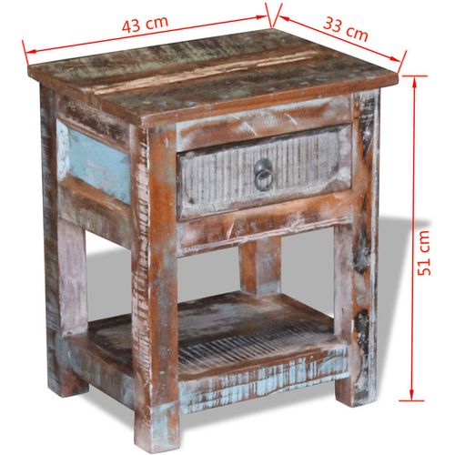 Bočni stolić s 1 ladicom masivno obnovljeno drvo 43x33x51 cm slika 41