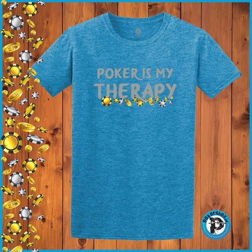 Poker majica "Poker is my therapy", plava slika 1