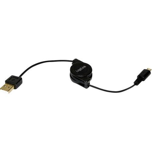 LogiLink USB kabel USB 2.0 USB-A utikač, USB-Micro-B utikač 0.75 m crna uklj. namotač CU0090 slika 3