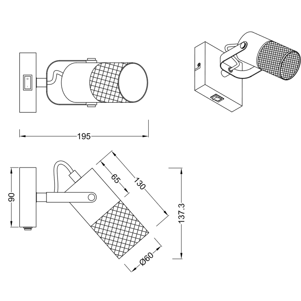 Zidna lampa TOSH spot, 1 X E14 slika 5