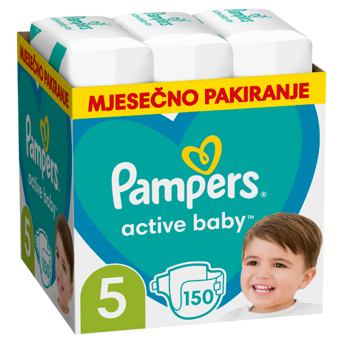 Pampers Active Baby - XXL Mjesečno Pakiranje Pelena veličina 5, 150 komada slika 1