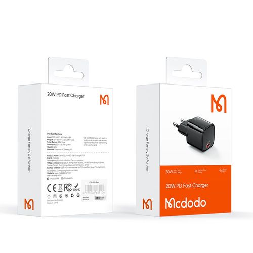 MCDODO CH-4021 ZIDNI Punjač 20W, TIP-C, CRNI slika 2