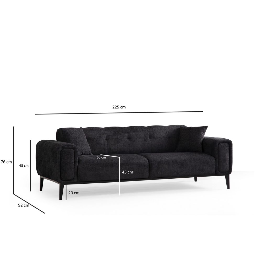 Athena 3-Sjedalni Crni Sofa na Razvlačenje slika 10