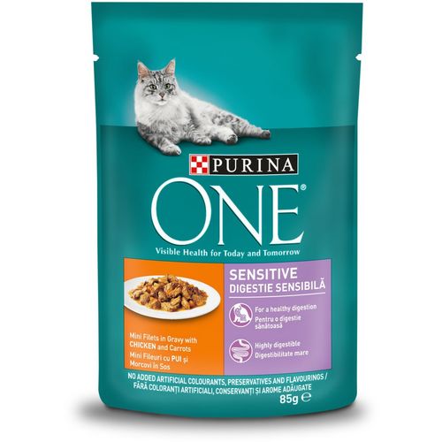 PURINA ONE® SENSITIVE mini fileti u umaku s piletinom i mrkvom 85g slika 1