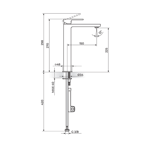 Rosan  S.2 Baterija za lavabo  L  - hladna voda slika 2