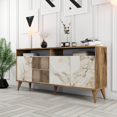 Woody Fashion Konzola, Milan 160 - Walnut, White Marble slika 2