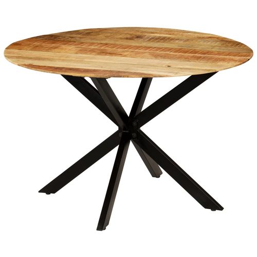Blagovaonski stol od masivnog grubo obrađenog drva manga i čelika 120 x 77 cm slika 32