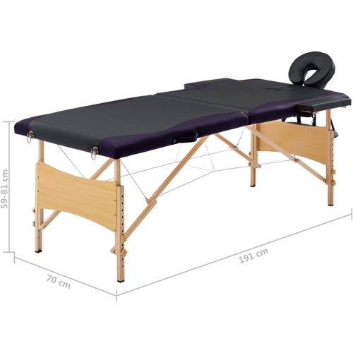 Sklopivi masažni stol s 2 zone drveni crni slika 11