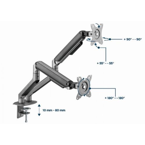 MA-DA2-05 Gembird Podesivi dupli stoni drzac za monitor, tilt, 17-32 max.9kg slika 4