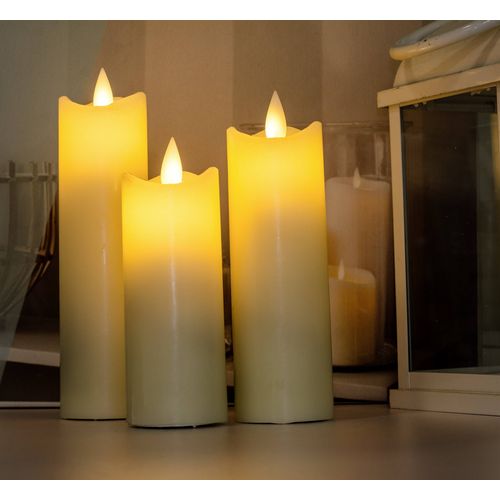 Polarlite PL-8383020 LED svijeća od pravog voska 3-dijelni komplet  bjelokost jantar (Ø x V) 50 mm x 195 mm slika 3