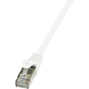 LogiLink CP2031S RJ45 mrežni kabel, Patch kabel cat 6 F/UTP 1.00 m bijela sa zaštitom za nosić 1 St.