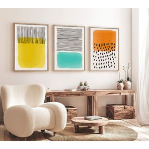 Huhu136 - Dekorativno Slikarstvo u Okviru, 70 x 50 cm, Višebojno (Set od 3 Komada)