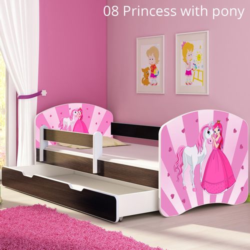 Dječji krevet ACMA s motivom, bočna wenge + ladica 140x70 cm 08-princess-with-pony slika 1