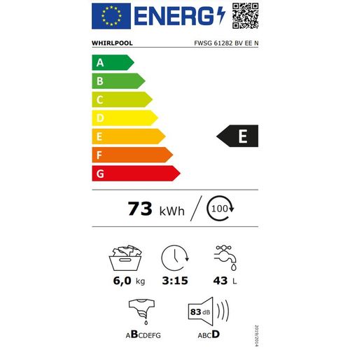 Whirlpool FWSG 61282 BV EE N Slim veš mašina, 6th Sense, Inverter motor, FreshCare+, 6 kg, 1200 rpm, dubina 42.5 cm slika 5