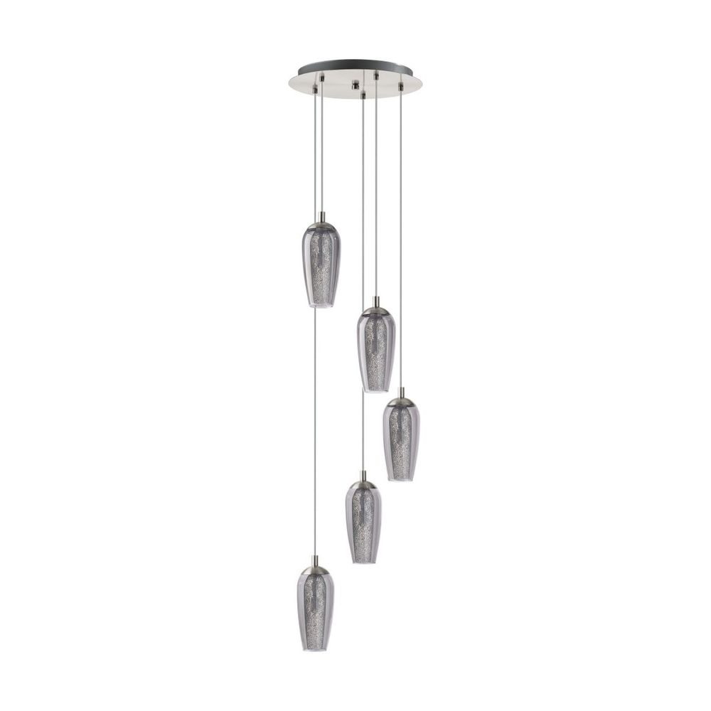 Eglo Farsala visilica/5, led, g9, 5x3w, 5x360lm, nikl-mat/staklo sivo  slika 7