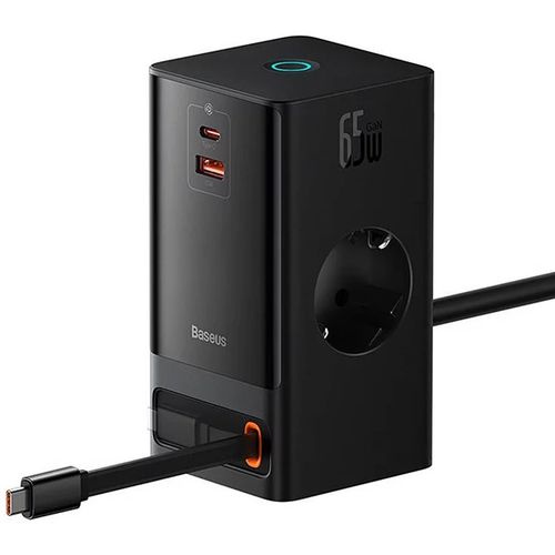 Baseus produžna utičnica/kp usb-c/usb-a + izvlačni kabel usb-c 65w black slika 2