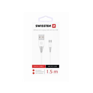 SWISSTEN kabel USB/microUSB, 1.5m, microUSB priključak 6.5mm, bijeli