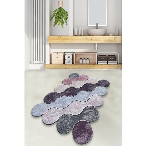 Colourful Cotton Tepih kupaonski, Circle - Purple slika 1