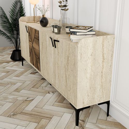 Woody Fashion Komoda VENEDIK, boja oraha, boja Travertine slika 4