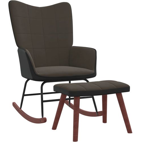 Stolica za ljuljanje s osloncem za noge tamnosiva baršun/PVC slika 10