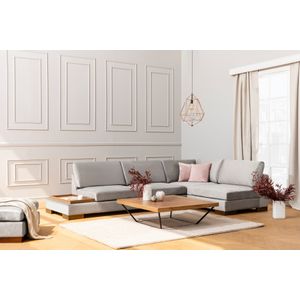 Atelier Del Sofa Kutna garnitura TULIP, desna, svjetlo sivo, Tulip Corner Right With Pouf - Light Grey