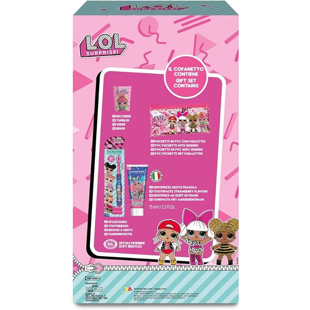 Naturaverde Kids L.O.L Surprise set za oralnu higijenu (četkica + pasta za zube + čaša) slika 2