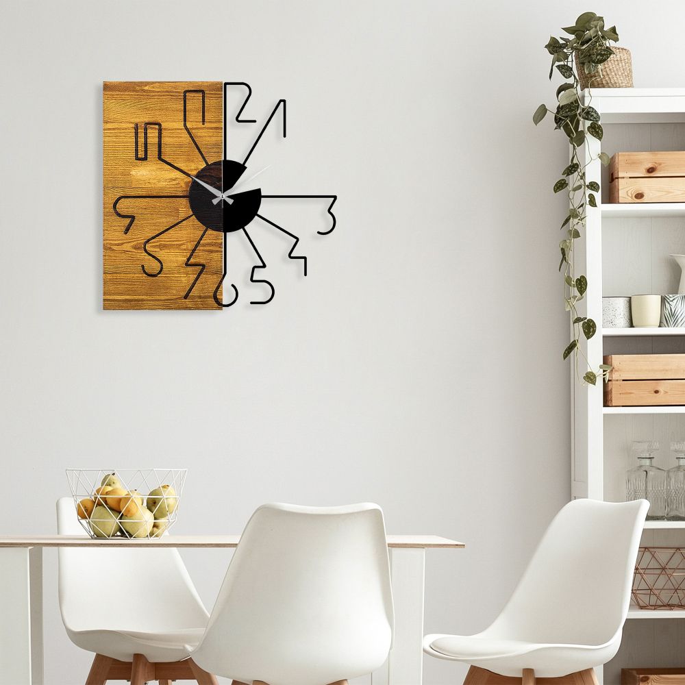 Decorative wooden wall clock Wooden Clock 29, colours: walnut, black slika 3