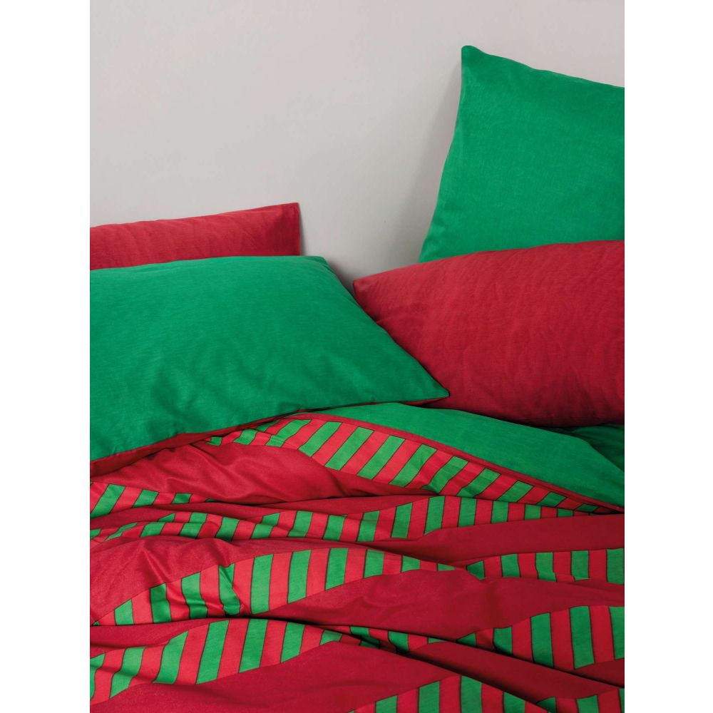 Ranforce double quilt cover set Holly, colours: green, red slika 5