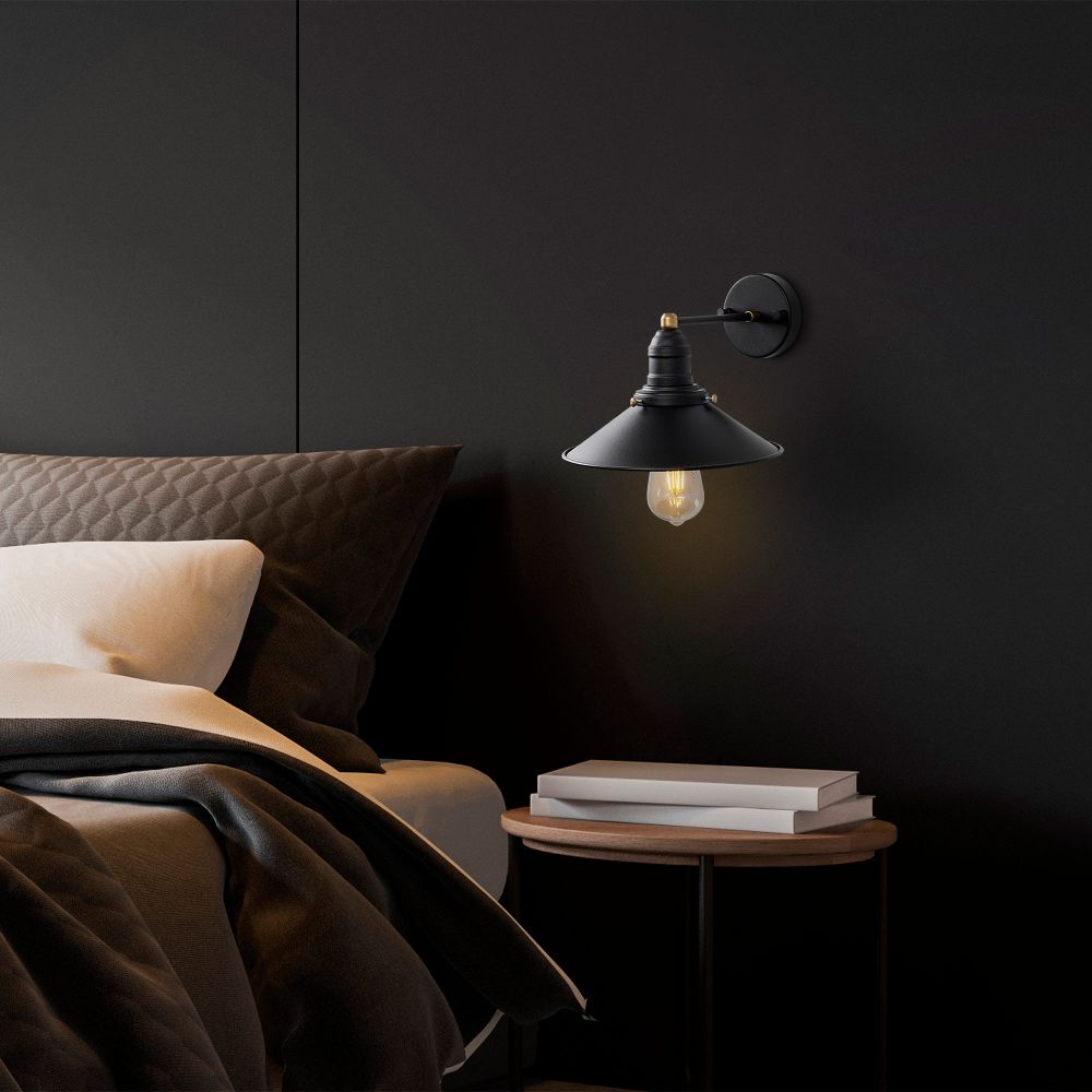 Konična - 12195 Crna Antikna Zidna Lampa slika 2