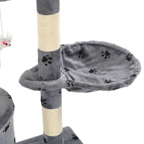 Penjalica za mačke sa stupovima za grebanje od sisala 138 cm siva s uzorkom šapa slika 7