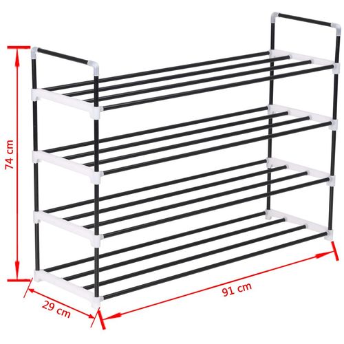 Stalak za cipele s 4 police od metala i plastike crni slika 24
