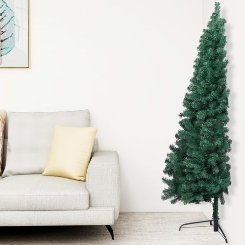 Umjetna polovica božićnog drvca sa stalkom zelena 180 cm PVC slika 9