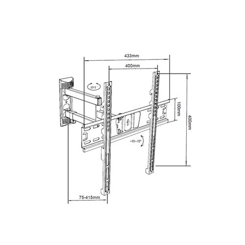 Alpha 32-55 long Nosač za TV/FULL MOTION/nagib-15 do+15/rot.180/VESA 400X400/40kg/8-42cm od zida slika 3