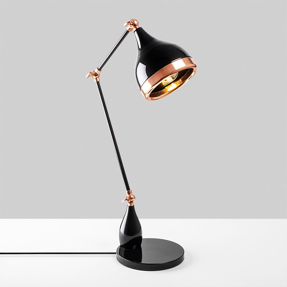 Stolna Lampa Yıldo - 7015 Crna sa Bakrenim Detaljima slika 3