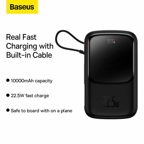 BASEUS POWER BANK 10000MAH QPOW PRO - USB + TYPE C - PD 22.5W SA KABELOM TYPE C (PPQD060101) CRNI slika 2