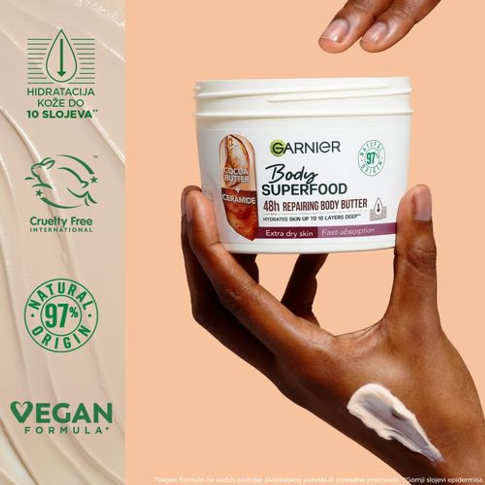 Garnier Body Superfood krema za tijelo Cocoa Butter 380ml slika 4