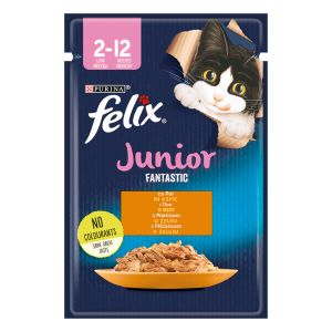 FELIX Fantastic Junior, potpuna hrana za mačiće, mokra hrana s piletinom u želeu, 85g