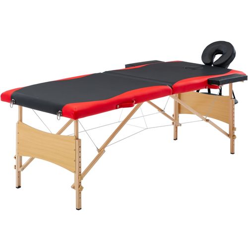 Sklopivi masažni stol s 2 zone drveni crno-crveni slika 24